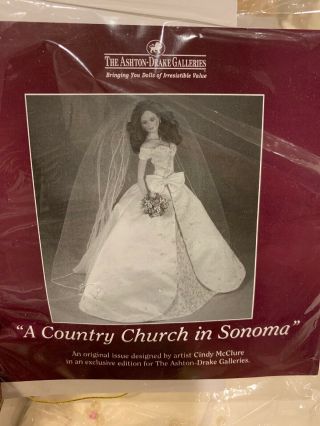 Boxed Ashton Drake Limited Edition Bride Doll.  “a Country Church In Sonoma”