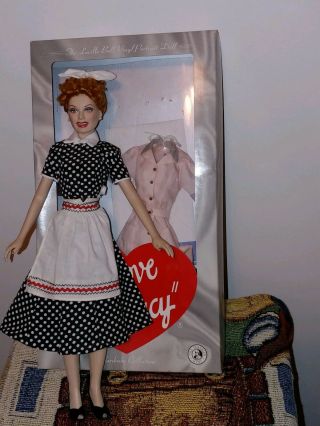 Franklin I Love Lucy Doll And Trunk Chocolate Factory Outfit Displayed