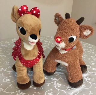 Build A Bear Rudolph Red Nosed Reindeer W Light Up Nose & Sounds & Clarisse