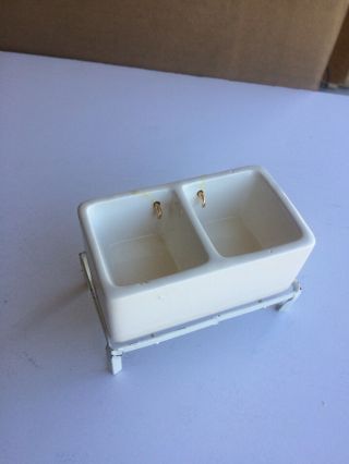 Dollhouse Vintage Porcelain Sink With Stand Gold Hardware