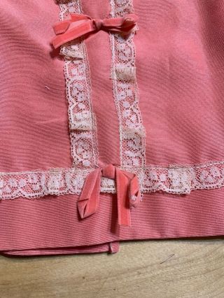 Vintage Pinkish Colored W/ lace Trim & Velvety Bows - good Style For Antique Doll 3