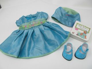 American Girl Bitty Baby Blooms Outfit Dress Shoes Hat & Book Retired