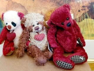 The Ganz Cottage Collectables By Lorraine Chien 3x Teddy Bears With Tags