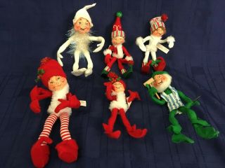 6 Annalee Mobilitee Dolls Christmas Elves
