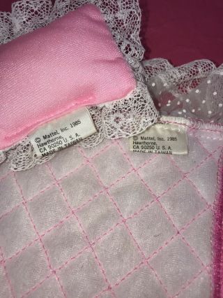 Barbie Doll Dream Glow Bed Spread & Pillow Pink Bedding Lace Ruffles 1985 80s 3