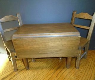 American Girl Doll Molly Drop Leaf Table And Chairs Pleasant Company