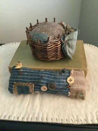 Early Primitive Handmade Pincushion Set - Made By Rural Renderings