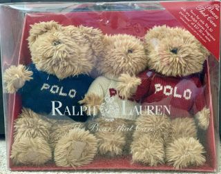 2002 Ralph Lauren The Bears That Care 3 Teddy Red White Blue Polo Sweaters Inbox