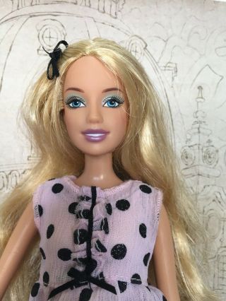 Cute Blonde Barbie Fashionista Doll Pink /black Polka Dot Outfit