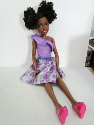 2016 My Size Barbie 28  Articulated Girl Female Doll Purple & Grey Dress
