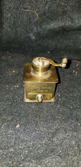 Dollhouse Miniature Solid Brass Coffee Grinder Dated Engraved
