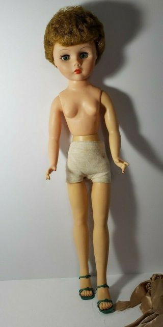 Vintage 1950s Unmarked 24 " Fashion Doll Dress And Shoes
