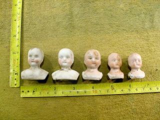 5 X Excavated Vintage Victorian Faded Painted Doll Head Age 1890 Hertwig A 14129