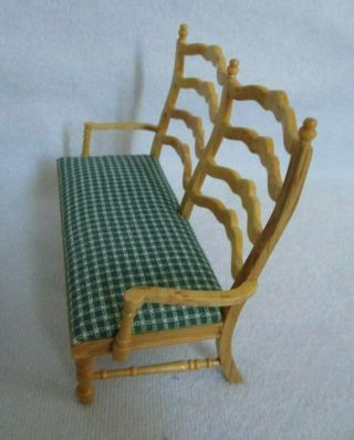 Dollhouse Miniatures Double Chair Settee Solid Wood Loveseat Handmade Furniture 2