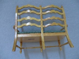 Dollhouse Miniatures Double Chair Settee Solid Wood Loveseat Handmade Furniture 3