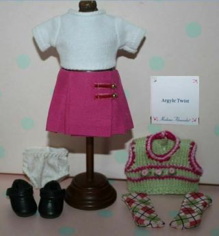 8 " Madame Alexander Ma Sweater Outfit Tagged Argyle Twist W/matching Socks