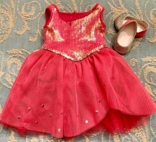 Authentic American Girl Doll Clothes Isabelle Sparkle Dress & Sparkle Shoes