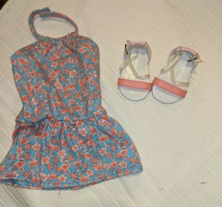 American Girl Doll Retired Red Pretty Party Sundress/dress Outfit W/sandals