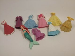Polly Pocket Disney Princess 8 Dresses And Little Mermaid Ariel Doll Fin Tail