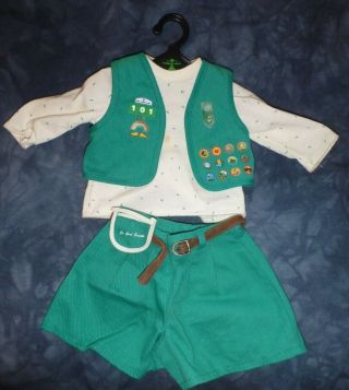 1996 PLEASANT COMPANY AMERICAN GIRL DOLL JR.  GIRL SCOUT CLOTHES SHORTS VEST HTF 2
