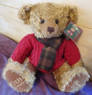Harrods 2005 20th Anniversary Christmas Bear With Red Cardigan