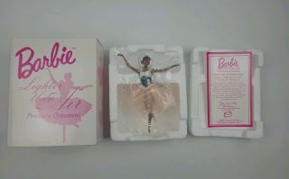 African American Barbie 2001 Lighter Than Air Christmas Porcelain Ornament