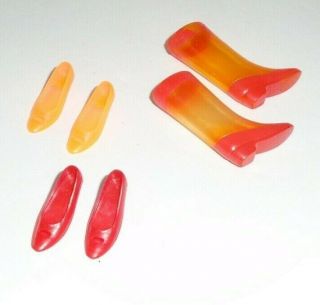 Barbie Francie Doll Heels Cut Out Heels Orange Red Shoes,  Clear Out Boots