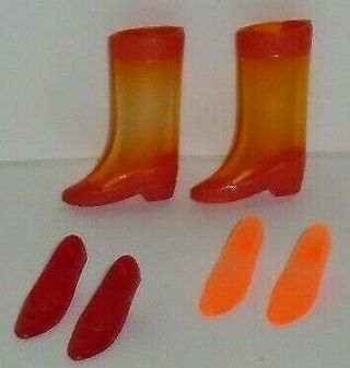 Barbie Francie Doll heels Cut Out Heels orange red Shoes,  clear out boots 3