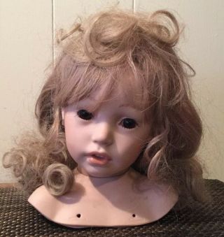 Whitney Donna Rubert 1991 Porcelain Doll Head Large Glass Eyes Blonde Hair