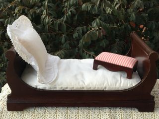 Muffy Vanderbear Dark Wood Sleigh Bed With Mattress And Pillow,  Bench