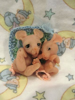 Ooak Polymer Clay Baby Mice