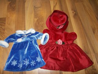 Bitty Baby Doll Clothes Outfit Red Scarlet Holiday Christmas Dress Snowfake Blue