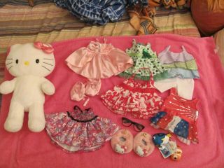 Build - A - Bear Plush Hello Kitty W/pink Bow & Six Outfits,  Accessories