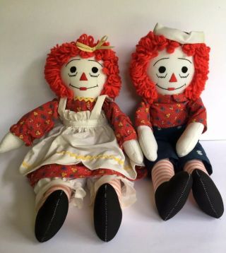 Hand Made Raggedy Ann And Andy Dolls 19 "