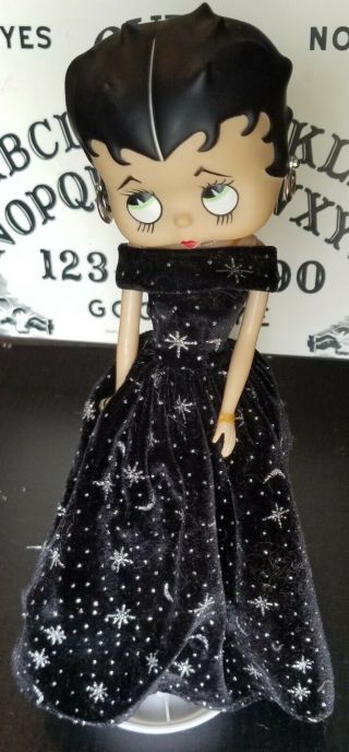 Betty Boop Talking Doll Black Velvet Evening Dress With Sparkling Moons & Stars