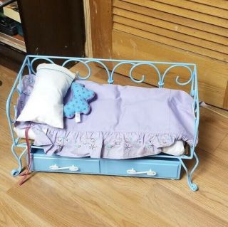 American Girl Doll Curlicue Trundle Bed For Retired Furniture Blue