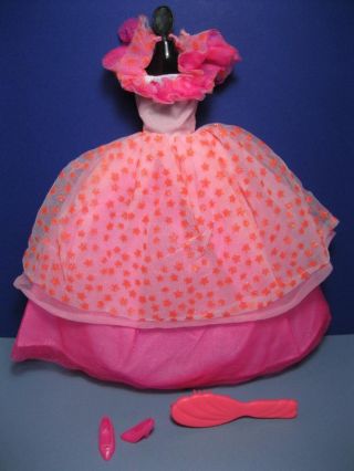 1993 Walmart Superstar Barbie Doll Cloth Pink Star Princess Long Ball Gown Dress