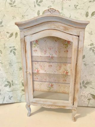Shabby Chic Style 1:12 Scale Curio Cabinet - Blue