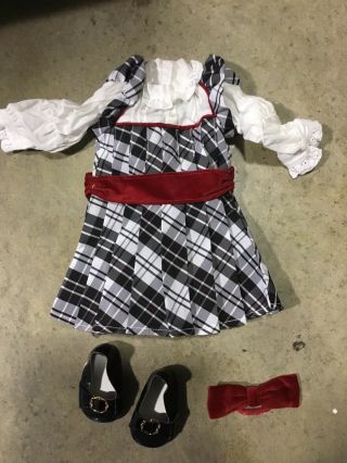 American Girl Doll Nellie Holiday Outfit (dress,  Stockings,  Bow Only) Retired