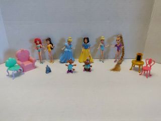 Disney Princess•polly Pocket Dolls•snow White Ariel Cinderella Belle Rapunzel