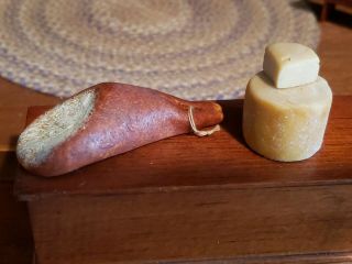 Dollhouse Miniature Artisan Smoked Ham And Wheel Of Cheese
