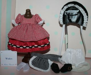 8 " Madame Alexander Red Black White Gingham Outfit Tagged Wales W/hat