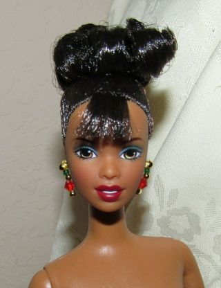 Nude Barbie Doll Aa African American Black Hair Fancy Updo For Ooak