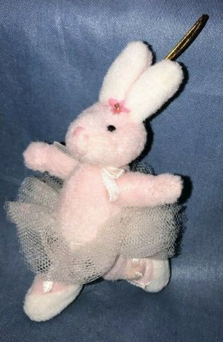 Pink Miniature Ballerina Bunny Rabbit Plush Jointed Hanging Ornament Dance Tutu