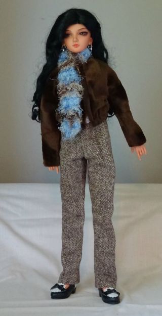 Outfit For Bjd Sd Female 1/3 Doll; Jacket,  Slacks And Scarf.  Fits Aod And More
