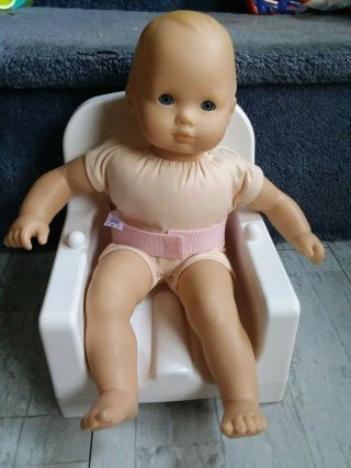 American Girl Bitty Baby Doll & White Booster Seat For American Dolls
