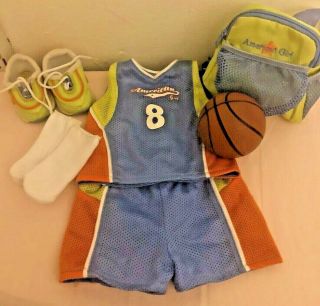 American Girl Doll Retired Basketball Uniform W Backpack Sneakers Socks Ball