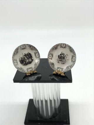 Dollhouse Miniature Artisan Signed Ellen Blauer Set Of 2 Plates