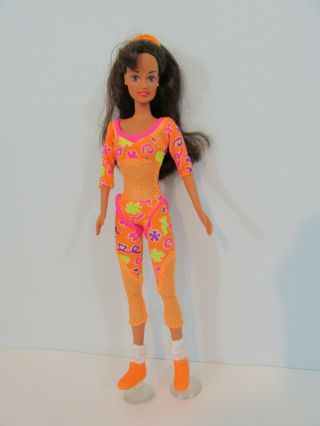 Barbie Doll - Teresa W Workout Outfit & Orange Suction Cup Shoes - Neon