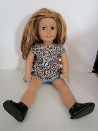 American Girl Doll 18 " Blonde Hair Brown Hazel Eyes Leopard Print Dress